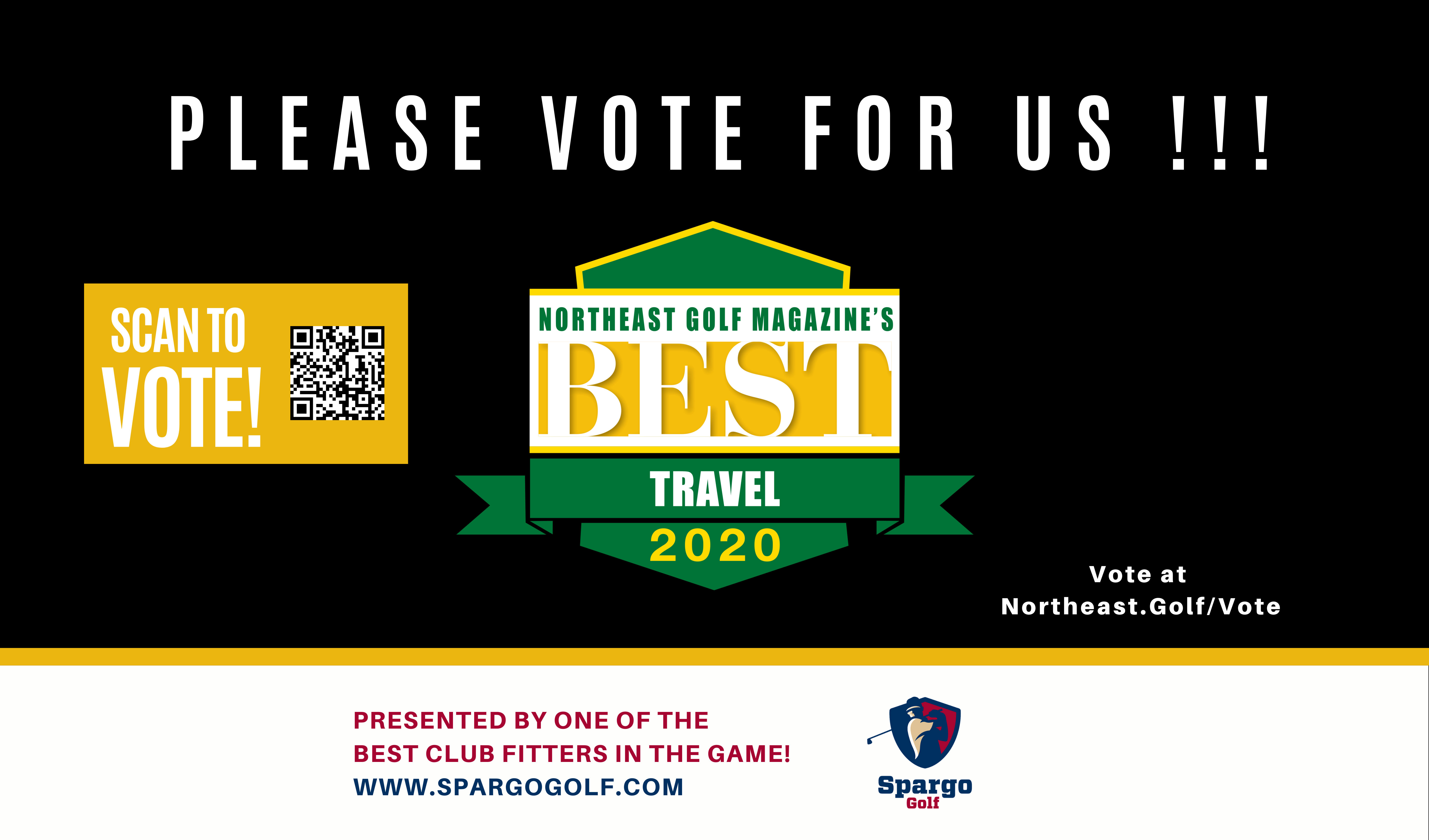 Cart Sign - Vote for Us - Best in Golf 2021 - Northeast Golf